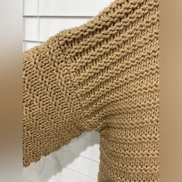 Boutique Pink Lily Tan Cable Knit Polyester Open Front Warm Cardigan Sweater XL - Picture 3 of 8